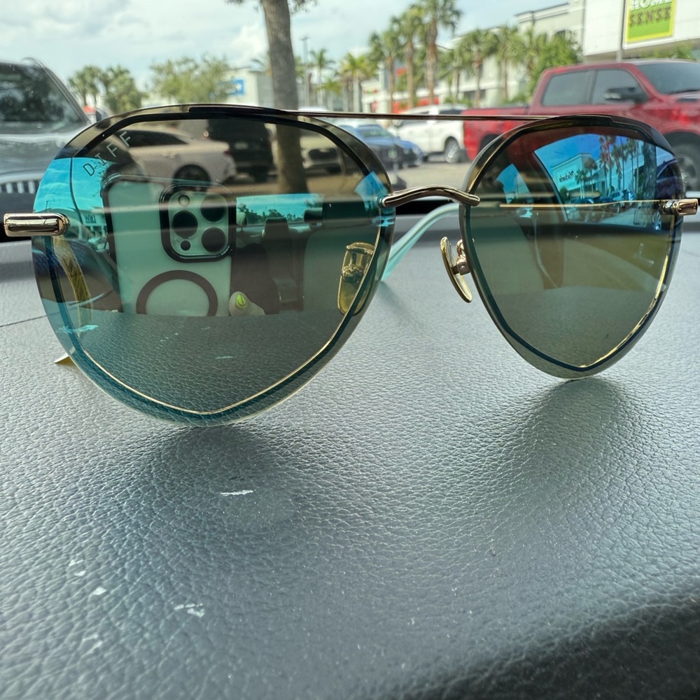 DIFF Stylish Gold and Blue Aviator Sunglasses never worn